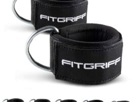 Fitgriff® Ankle Straps V2 for Cable Machine (2 Pieces) – Gym Workout Equipment – Leg Pulley Attachment, Kickback Straps