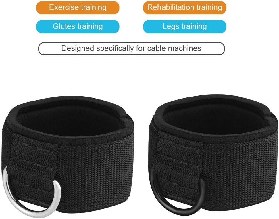 Ankle Wrist Cuffs Neoprene Padded Straps D-Ring Glute Kickback for Cable Machines Legs Exercise Adjustable Fitness - Image 7