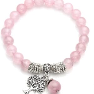 Jovivi 8MM Purple Amethyst Natural Gemstone Life Tree Lucky Charm Stretch Bracelet