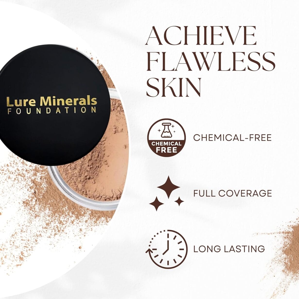 Lure Minerals Mineral Foundation Loose Powder - 8g, Mineral Makeup Face Powder Foundation (Beige Medium - Luminous) - Image 5