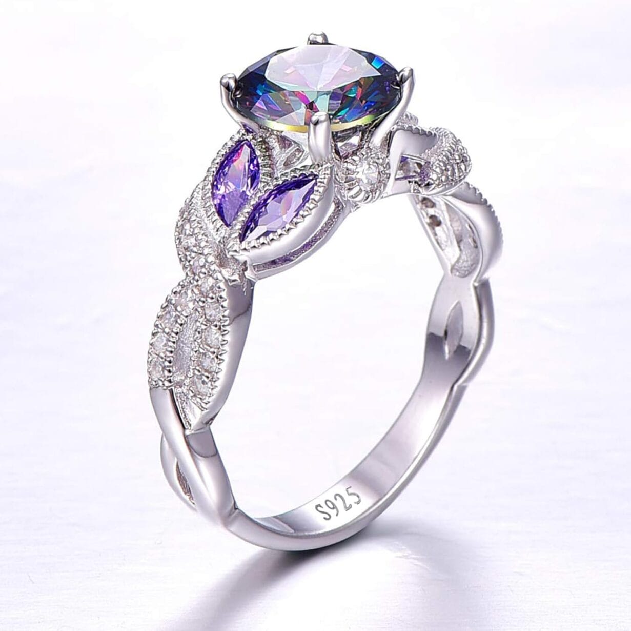 Created 3.6ct Women's Sapphire|Aquamarine|Rainbow Topaz Ring 925 Sterling Silver Women Engagement Rings Bezel Setting Marquise Fashion Statement Ring Best Gift for Mother and Grandma Size 5-9 - Image 3