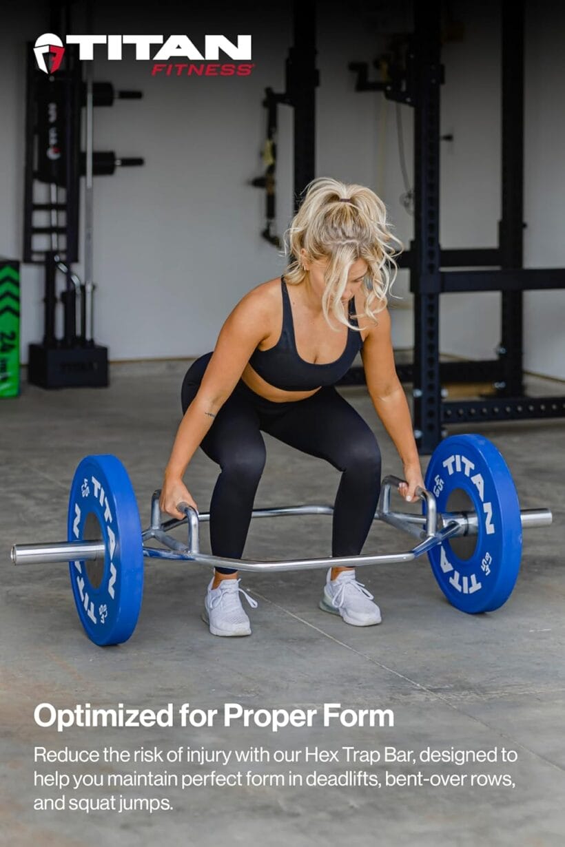 Titan Fitness Olympic 2in Hex Trap Bar, Weightlifting Deadlift Squat Barbell, Rated 500 LB, Knurled Grips, Bent Over Rows, Squat Jumps - Image 5
