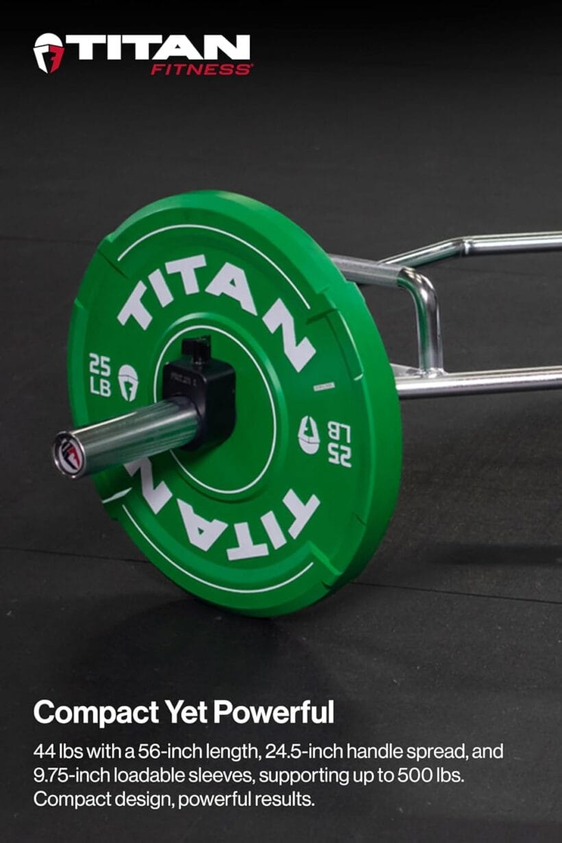 Titan Fitness Olympic 2in Hex Trap Bar, Weightlifting Deadlift Squat Barbell, Rated 500 LB, Knurled Grips, Bent Over Rows, Squat Jumps - Image 8