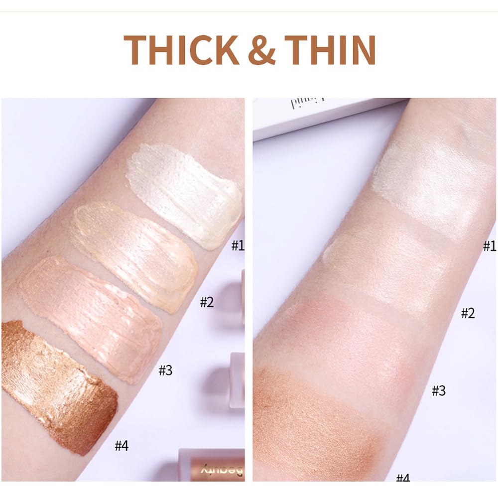 Mysense Liquid Highlighter Makeup, Natural Luminous Face Body Highlighter, Silky Smooth Lightweight Luminizer, Waterproof Long Lasting Face Illuminator Make up, #01 Moonlight White - Image 4