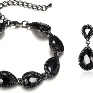 EVER FAITH Sparkly Crystal Elegant Bridal Prom Pear Shaped Drop Pierced Earrings Bracelet Set