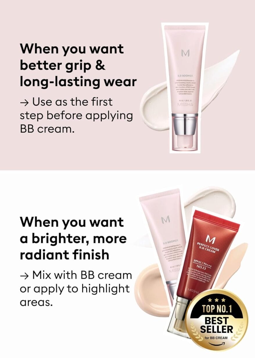 MISSHA M BB Boomer Primer for Face I Creamy-Soft, Illuminating Makeup Primer for Dewy Finish, Hydrating Radiant Cream, Moisturizing Makeup Base, Glass Skin, Stocking Stuffers, 1.35 Fl oz/40ml - Image 6