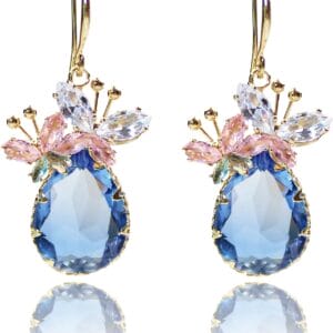 Crystal Teardrop Dangle Butterfly Earrings for Women, Clear CZ Dangling Statement Earrings Jewelry Gift For Party