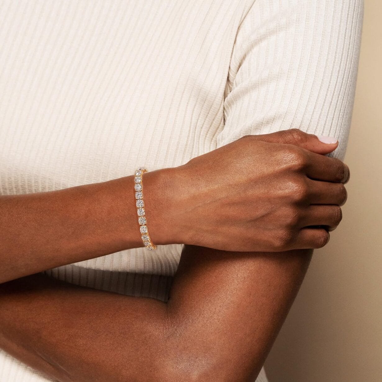 FANCIME Moissanite Tennis Bracelet 4.7-19 Carats 18K Gold Plated 925 Sterling Silver Tennis Bracelet 3mm/4mm/5mm D Color VVS1 Round Cut Moissanite Bracelet for Women Men - Image 5