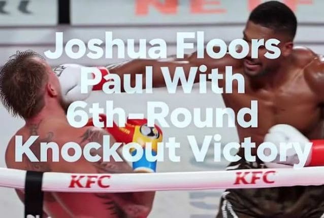 Anthony Joshua Knocks Out Jake Paul in 6th Round