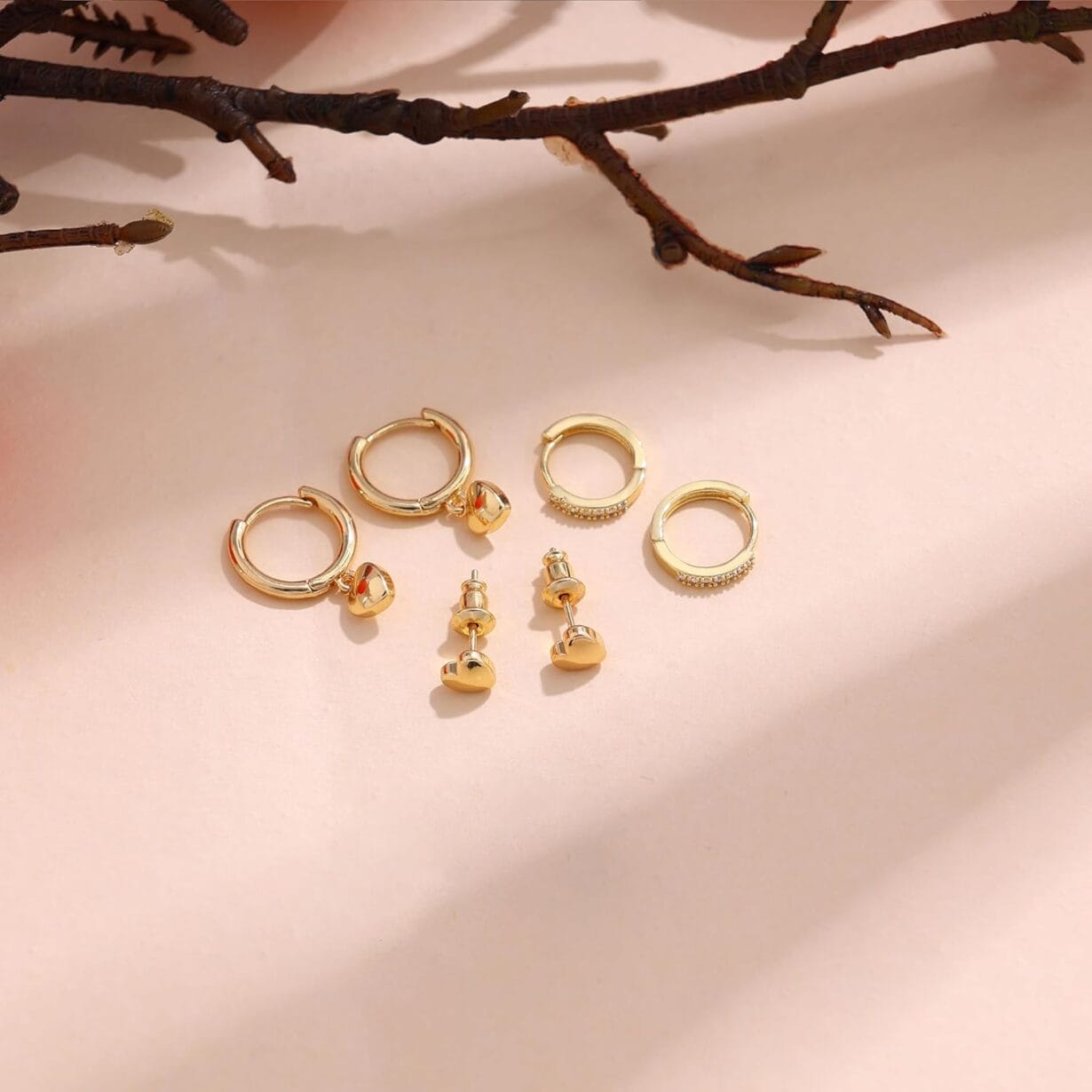 Cute Gold Earrings for Women,14k Gold Plated Butterfly Cross Bow Earrings Small Huggie Earrings Set Dainty Gold Earring Stacks Hypoallergenic Gold Hoop Earrings for Women Trendy Gold Jewelry - Image 3
