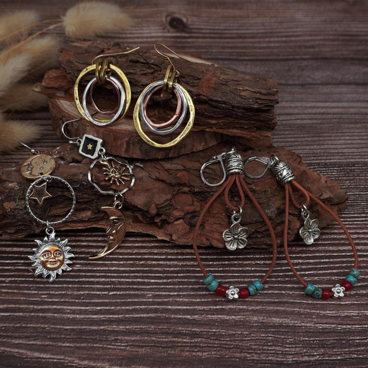 11 Pairs Vintage Drop Dangle Earrings for Women Boho Earring Jewelry Set Retro Flower Dangly Earring Teardrop Sun and Moon Earrings for Mother's Day Christmas - Image 5