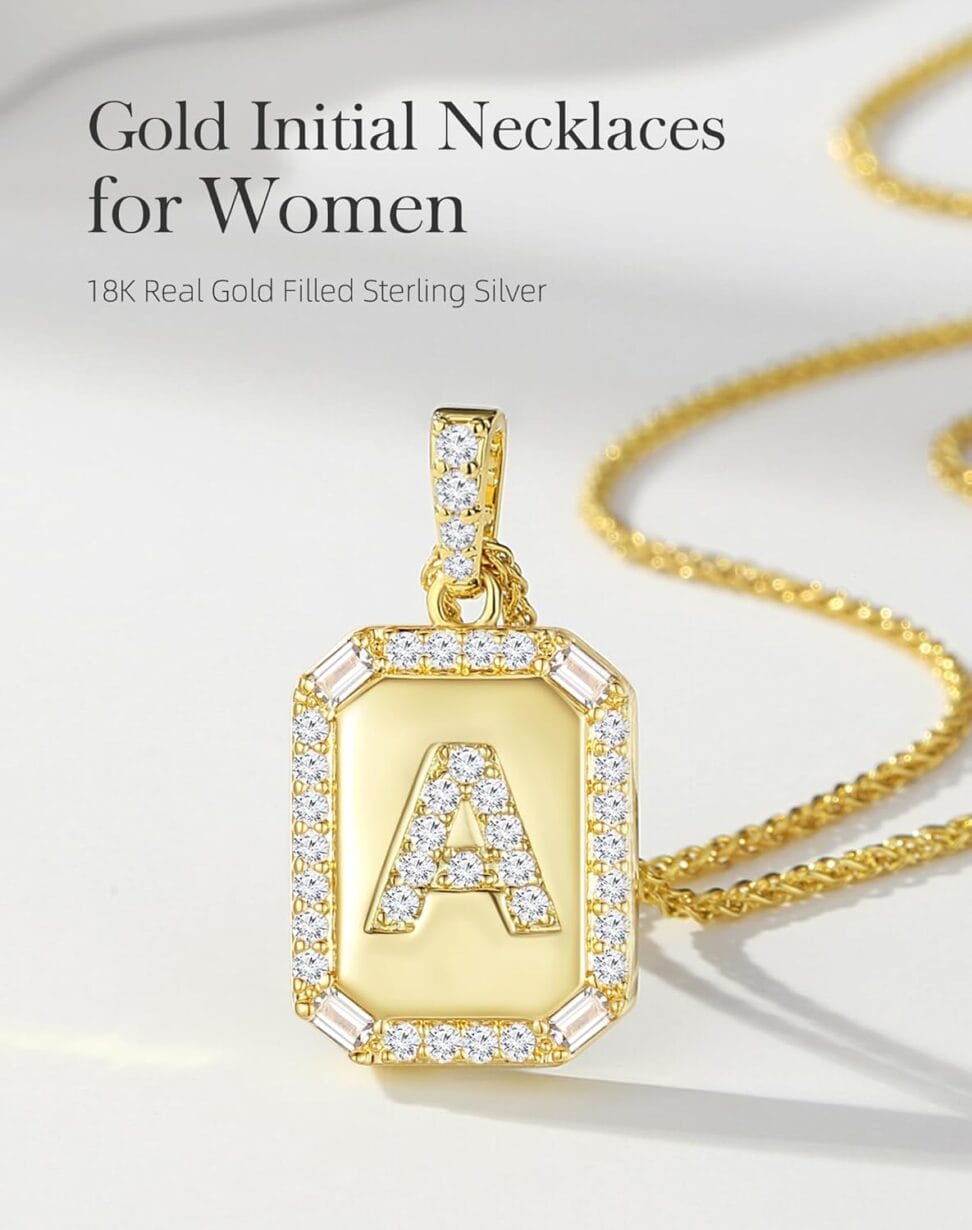 Peeshow 18k Gold Initial Necklaces for Women, Dainty Letter Pendant Chain Necklace, Gold Womens Jewelry Trendy, Gifts for Women Her Wife Mom Daughters on Anniversary Birthday - Image 2